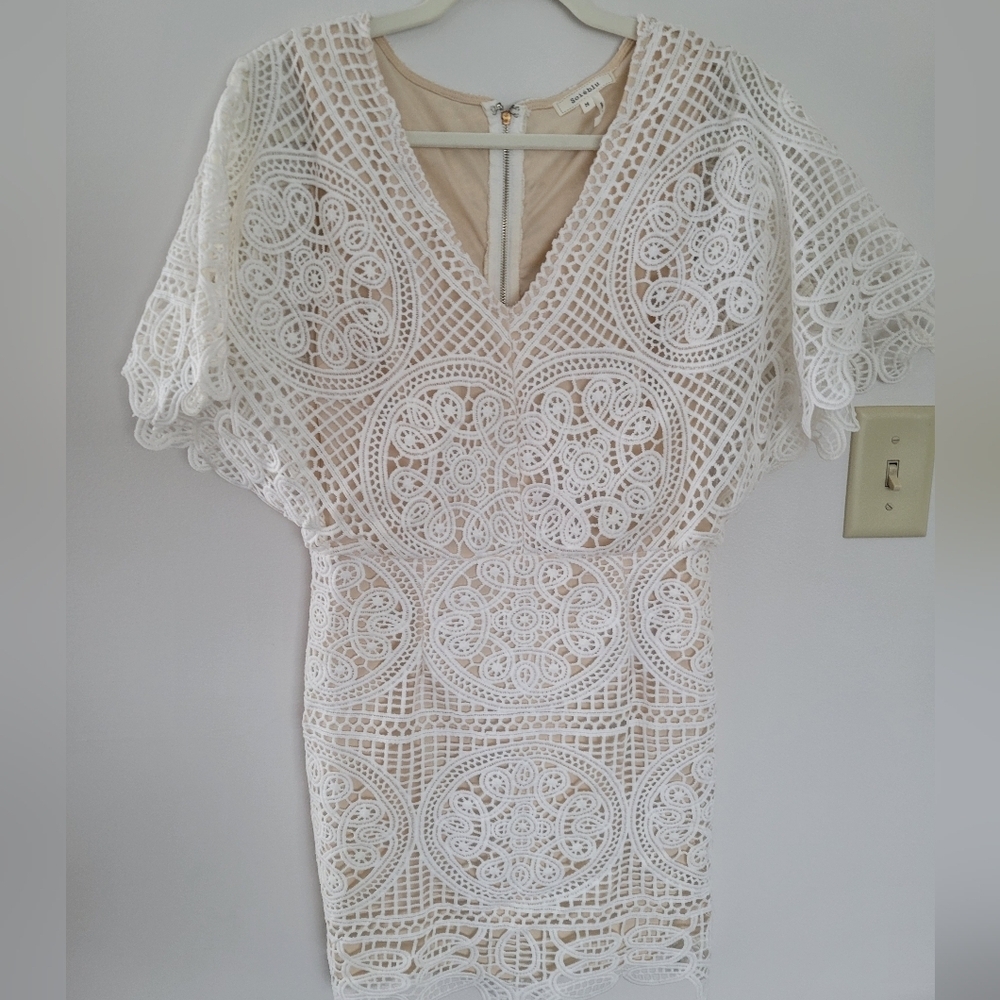 Soieblu Lace Dress Cream Sz M - Picture 3 of 10